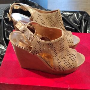 Carlos by Carlos Santana Tan Wedge Sandals